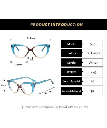 SERONI TR90 Cat Eye Blue Light Blocking Glasses for Men & Women | UV Protection Computer Reading Glasses - Black-Leopard 53mm - Buy Online on GoSupps.com