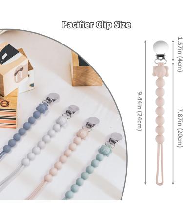 BPA-Free Baby Dummy Clip Set | 4PCS Silicone Pacifier Clips for All Pacifiers | Teething Toys for Newborn | Baby Shower Gift | Pink+Green+Grey+White - Buy Online on GoSupps.com