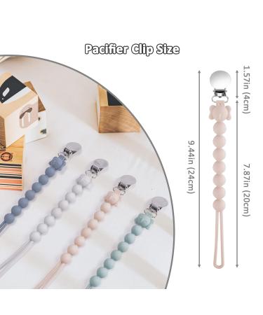  BPA-Free Baby Pacifier Chain Clips - 4PCS Silicone Bands for All Pacifiers - Teething Toys for Newborns - Green Pink Blue White - Buy Online on GoSupps.com