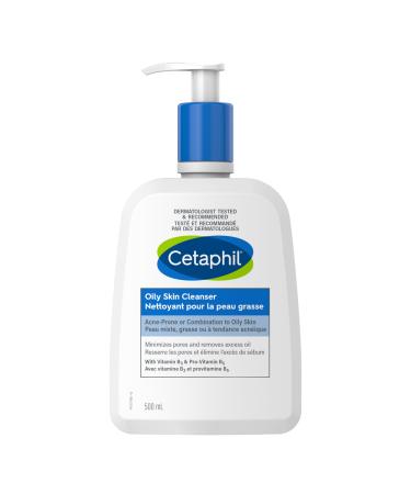 Cetaphil Oily Skin Cleanser (500ml) - Gentle Foaming Daily Facial Cleanser Ideal Face Wash for Sensitive Acne Prone Combination to Oily Skin Dermatologist Recommended