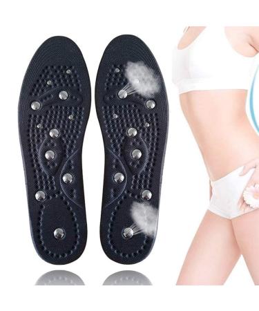 1 pair of acupressure insoles relaxed feet orthopedic soles with 18 magnets for stimulation of pressure points breathable and cool deodorant fatigue relieving black m
