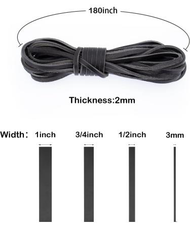 Faierlnn 3MM Wide Flat Black Leather Cord - 5 Yards, 2MM Thick for Jewelry Making & Crafts - Buy Online on GoSupps.com