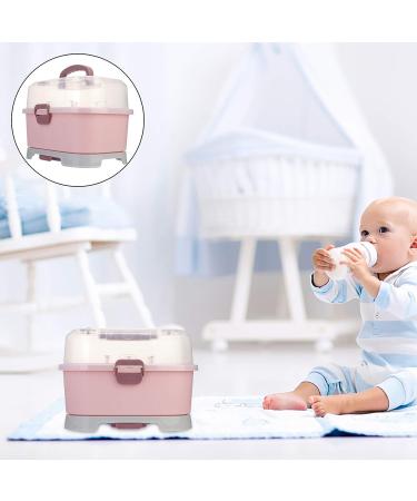 NUOBESTY Baby Bottle Drying Rack & Storage Box - Portable Organizer with Lid for Kitchen Cabinet, Pink - Buy Online on GoSupps.com