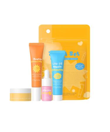 Travel Skin Care Kit, Mini Brightening Skin Care Kit for Teens Girls Women, Avocado Oil Facial Skin Care for Daily Moisturizing with