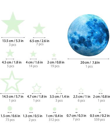 Glow in The Dark Stars for Ceiling Kids Wall Stickers - 1120 Pcs | Space Moon Wall Decals for Boys Girls Bedroom, Living Room, Bathroom | Sky Blue Nursery Decor - Buy Online on GoSupps.com