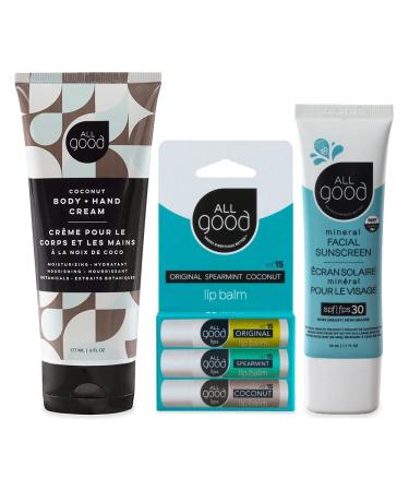 All Good Hand & Body Lotion SPF 15 Lip Balm & Facial Sunscreen Bundle