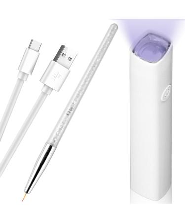 Mini UV Lamps for Gel Nails Protect Skin Gel LED Nail Lamp Rechargeable USB UV Light Flash Cure Nail Dryer Curing Gel Polishes Nail Glue Stickers Glitter Nail Art with Nail Art Pen Gift for Women