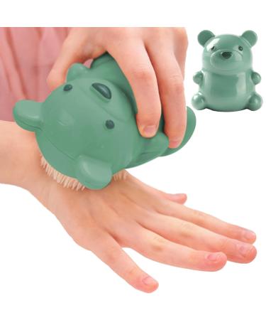 Eventerde Nail Cleaning Brush Bear Nail Brush Adorable Bear Scrubber with Soft Stiff Bristles - Easy to Grip Nail Brush with Gentle Bristles for Cleaning Men's Fingernails Green