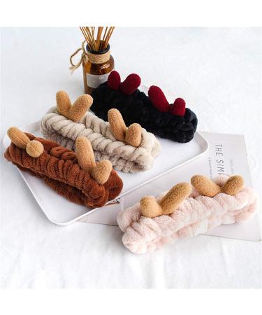 Amapower Coral Fleece Deer Ears Face Wash Headband for Women - Ideal for Makeup, Shower, Yoga, and Bath (Coffee) - Buy Online on GoSupps.com