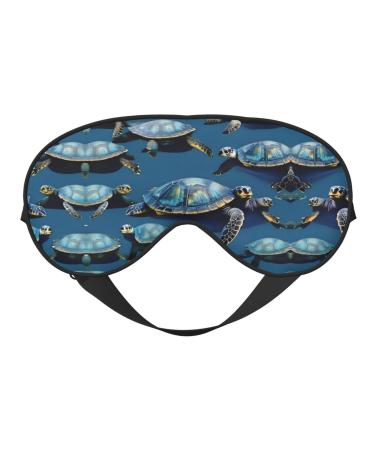 Many Sea Turtle-Blue Print Unisex Sleep Mask Double-Sided Eye Mask Ideal for Sound Sleep and Skin Care