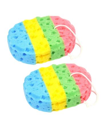 Frcolor 2pcs Four Colors Bath Sponge Bath Brush Sponges Scrubber Oval Seaweed Bathing Tools