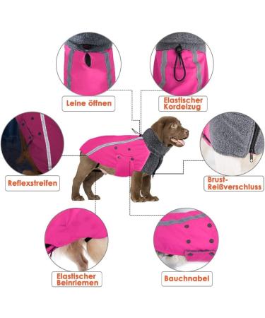 Buy Slowton Winter Dog Coat - Warm Waterproof Jacket with Turtleneck Scarf for Small & Medium Dogs - Reflective Stripes - XL Rose Red - Buy Online on GoSupps.com