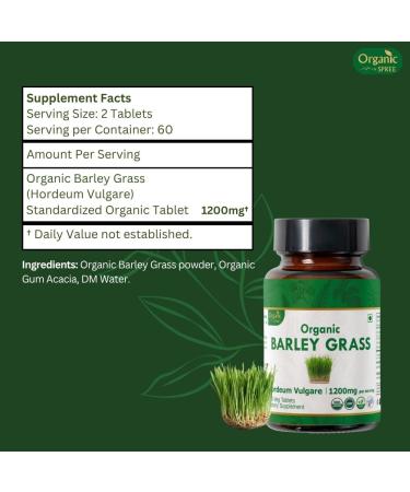 ORGANIC SPREE Alfalfa, Barley Grass & Tulsi Supplement 120 Tablets Each USDA Organic Medicago Sativa, Hordeum Vulgare & Holy Basil* - Buy Online on GoSupps.com