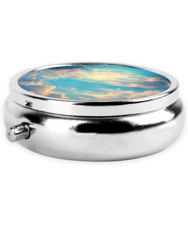 Cloudy Sky Round Pill Box - 3 Compartment Portable Pill Organizer | Travel Friendly - Buy Online on GoSupps.com
