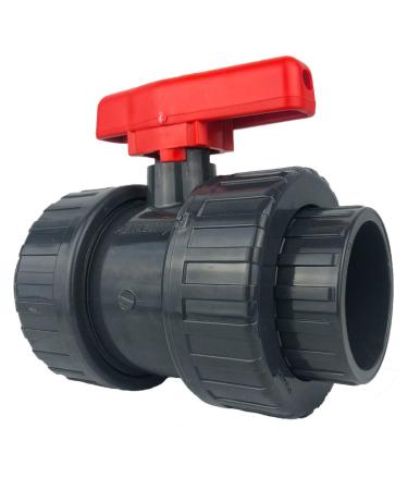well2wellness PVC ball valve with union on both sides 50mm red handle adhesive connection 50mm (red)