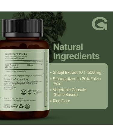 GREEN'S BEST Pure Himalayan Shilajit Capsules Organic Fulvic Acid Supplement for Energy & Immune Support Boosts Stamina & Brain Health Vegan No Additives - Buy Online on GoSupps.com