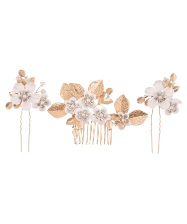 Mikinona 1 Set Leaves and Flowers Hair Comb Wedding Hairpin Hair Accessories for Women Flower Headpieces for Women Girl Headpieces for Wedding Bride Headpiece Flower Hair Combs