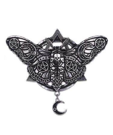 Restyle Occult Moth Wicca Gothic Goth Pentagram Moon Crescent Barrette Hair Clip - Silver