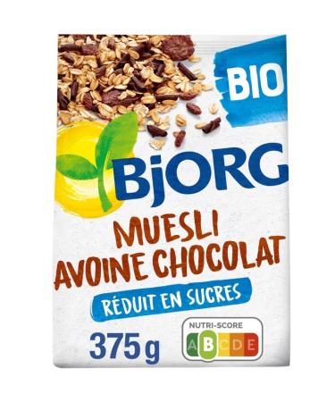Savourez le muesli bio avoine et chocolat BJJORG. petit-d jeuner gourmand et naturel 375G- Lot De 3