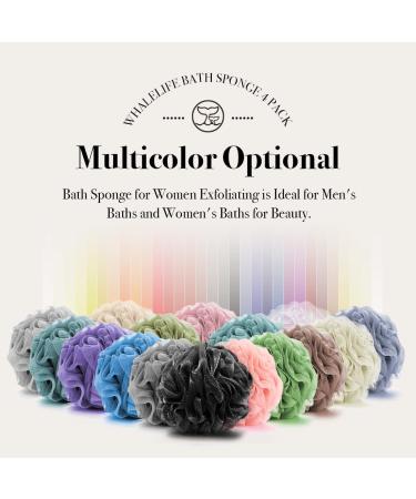 Exfoliating Bath Loofah Sponge 4 Pack - Shower Poufs for Men & Women (Black) - Buy Online on GoSupps.com