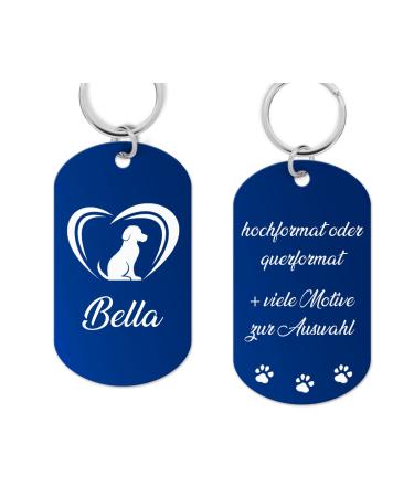 Aluminum dog brand shield with engraving-dog stark personalized with high-quality laser engraving address pendant dog personalized for dogs or cats (dark blue) 49x29x1 mm Piu-Hm-Sch-01