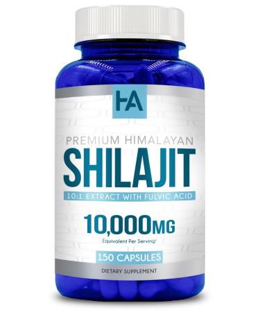 Extra Strength Shilajit Capsules | Taste Free Shilajit for Men & Women 10000mg Equivalent with Naturally Occurring Trace Minerals and Fulvic Acid | Vegan Non-GMO & Made in cGMP Labs (150 Servings)