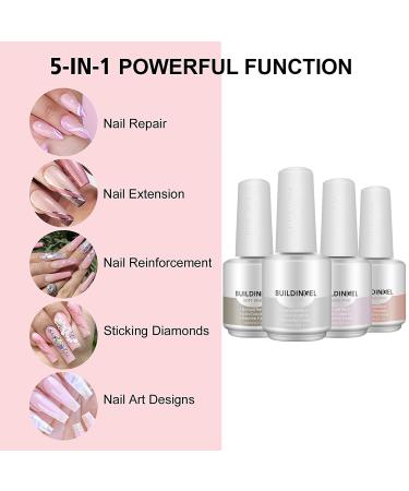 Teerova 5-in-1 Builder Gel Set - 4 Colors 15ml Structure Gel 100 Nail Shapes & File for Perfect Nail Art - International Shipping Available - Buy Online on GoSupps.com