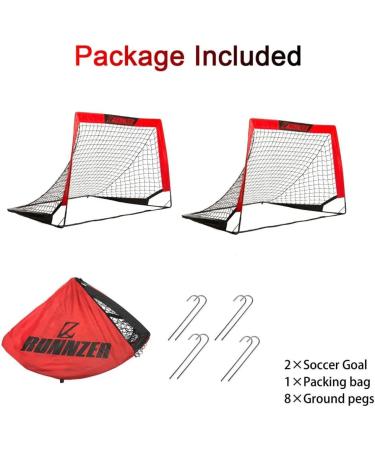 L RUNNZER Portable Soccer Goal  Pop Up Soccer Goal Net for Backyard  Set of 2 with Portable Carrying Case Red 4x3 FT - Buy Online on GoSupps.com
