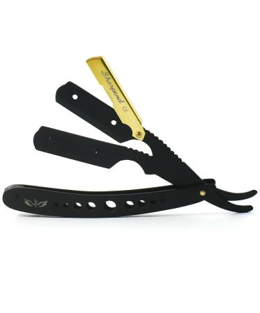 Sharpened Cut Throat Shaving Razor Kit - Matte Black Gold Straight Edge Safety Razor for Men | Professional Barber Set | Premium Stainless Steel Shaver with Blades - International Shipping Available - Buy Online on GoSupps.com