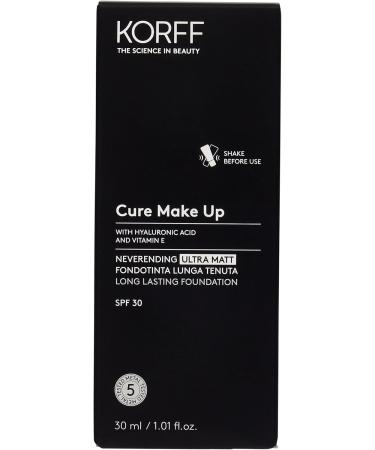  Korff Korff Neverending Ultra Matt Foundation long-lasting up to 8 hours matte effect with hyaluronic acid vitamin E cream SPF 30 30 ml - Buy Online on GoSupps.com