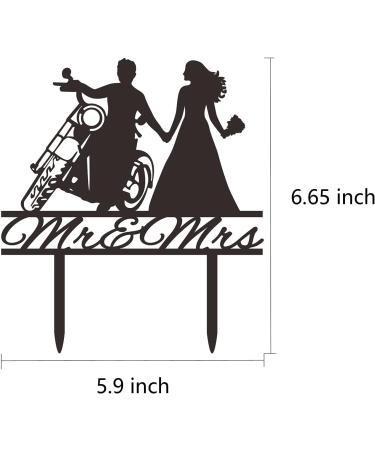 Motorcycle Wedding Cake Topper Bride and Groom with Motorbike Cake Topper Funny Motorcycle Couple Cake Topper for Wedding/Engagement/Bridal Shower Party Decoration - Buy Online on GoSupps.com