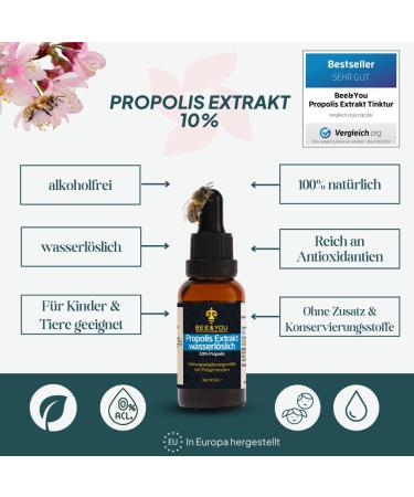 Bee & You Propolis Tincture Drops 10% (30ml) - Alcohol-Free Liquid Extract No Additives Safe for Children & Pets - Best Seller 2022 - Buy Online on GoSupps.com
