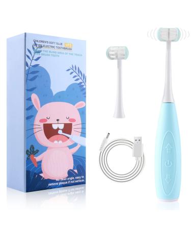 Kids Electric Toothbrushes Rechargeable for Boys, Girls U31 Sonic Electric Toothbrushes, Food Grade Silicone Soft Bristles, 2 Brush Heads, Blue Blue-regular