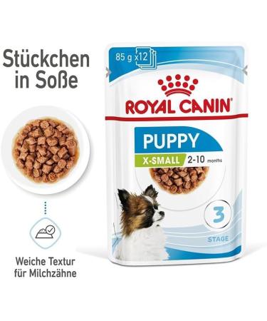 ROYAL CANIN X-Small Puppy | 12 x 85 g | Wet Food for Small Breed Puppies | Up to 10 Months | with Chunks in Sauce | in Sachet - Buy Online on GoSupps.com