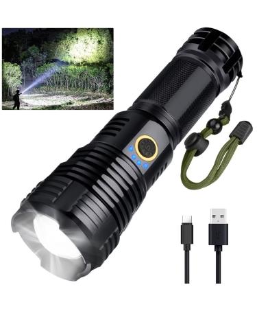 BengMxj Rechargeable LED Flashlights, 90000 High Lumens Flashlight, XHP70 Tactical Flashlight with Zoomable, 5 Modes, Super Bright Waterproof Flashlights for Emergencies, Camping, Hiking