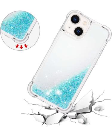 Tivenfezk Nadoli Glitter Treisand Case for iPhone 15 - Shockproof Silicone TPU Bumper Transparent Quicksand Cover White/Blue - Buy Online on GoSupps.com