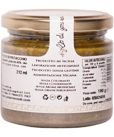 Pesto pistachio 100% with extra virgin olive oil - jar of ml. 212 - Sicilian artisanal production Conserve Conti - Buy Online on GoSupps.com