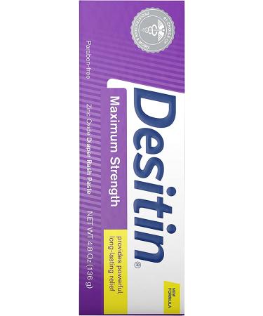 Desitin Maximum Strength Diaper Rash Cream - 40% Zinc Oxide - 4.8oz (Pack of 1) - Buy Online on GoSupps.com