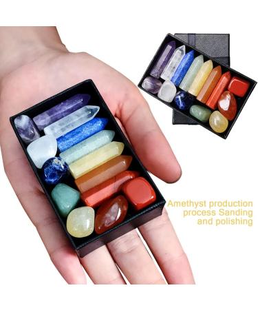 Pointed Multi-Colored Mountain Quartz & Natural Chakra Stones - Amethyst Tiger Eye Purple Aventurine for Crystal Therapy Meditation & Home Decoration - Buy Online on GoSupps.com