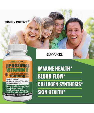 High Strength Liposomal Vitamin C 1500mg Capsules - Powerful Antioxidant for Immune Support, Collagen Production & Heart Health - Buy Online on GoSupps.com