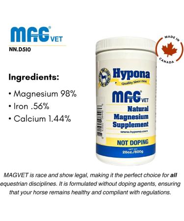 Hypona MAGVET Natural Magnesium Supplement for Horses Calms & Balances Calcium-Magnesium Levels for Optimal Performance - Buy Online on GoSupps.com
