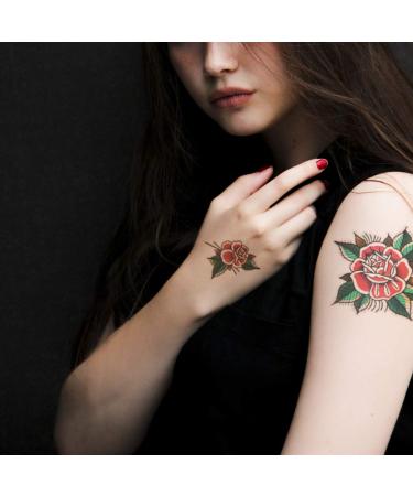 CARGEN Classic Temporary Tattoos - Vintage Old School Stickers in Various Sizes - Rose, Swallows, Butterflies, and Swords Design - 1 Count Pack - Buy Online on GoSupps.com