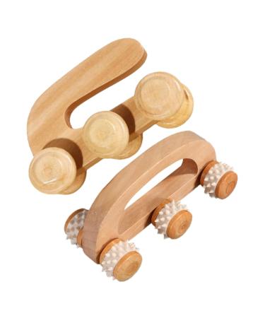 Magiclulu 2 piece of wood massage roller for the back wood massage device back roll Massage device back massager roll rolling foot massage device Manual back massage device
