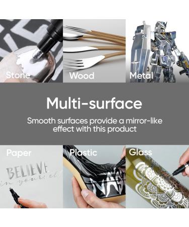 ZOET 3PK Mirror Chrome Marker Pen Set - Permanent Liquid Mirror Paint for Model Painting & DIY Projects - 0.7|1|3mm Tips - Buy Online on GoSupps.com