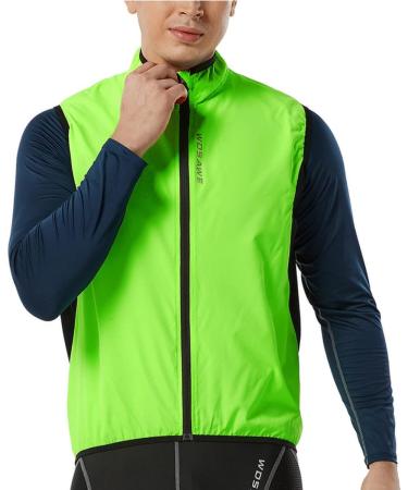 WOSAWE Cycling Vest for Men & Women | Reflective Breathable Sleeveless Wind Jacket - New Green L | Ideal for Running & Cycling - Buy Online on GoSupps.com