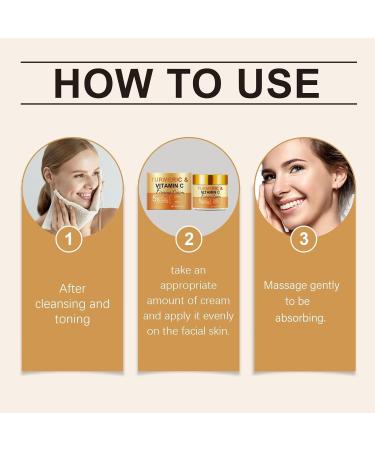 JIAOY Turmeric Vitamin C Face Cream Turmeric Facial Moisturizer for Dark Spots Wrinkles Uneven Skin Tone Antiaging Turmeric Whitening Cream Vitamin C Cream for 4 Pieces - Buy Online on GoSupps.com