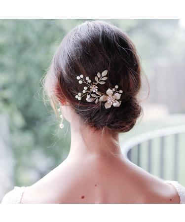 BSLVWG Hair Clip Rhinestone Bridal Hair Accessories Silver Flower Hair Clip for Bride Bridesmaid Handmade Flower Hair Pins Head Pieces for Women and Girls wedding Hair Piece
