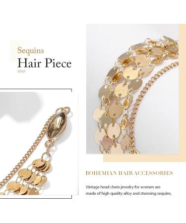 Brinie Boho Gold Head Chain Jewelry - Small Coins Hair Chains for Women and Girls - Buy Online on GoSupps.com