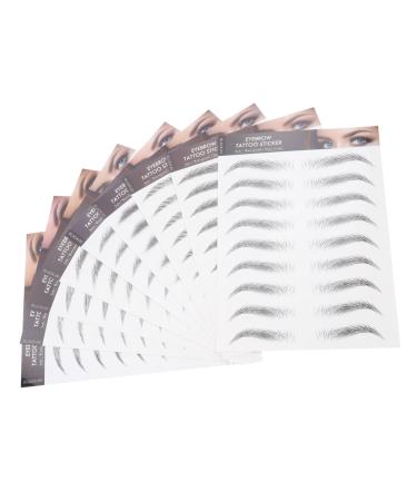 Housoutil 9 Sheets Imitation Eco Eyebrow Sticker 6d Hair-like Eyebrows Stickers Modeling Transfer Stickers 4d 21.5X14.5cm Black