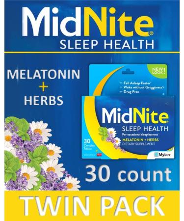 MidNite Natural Sleep Supplement 30 Count Chewable Cherry-Flavored Tablets Natural Non-Habit Forming Sleep Aid Melatonin Supplement - Twin Pack - Buy Online on GoSupps.com